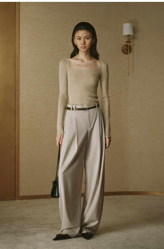 Seamless Wool Square-Neck Top in Jade White — look 2