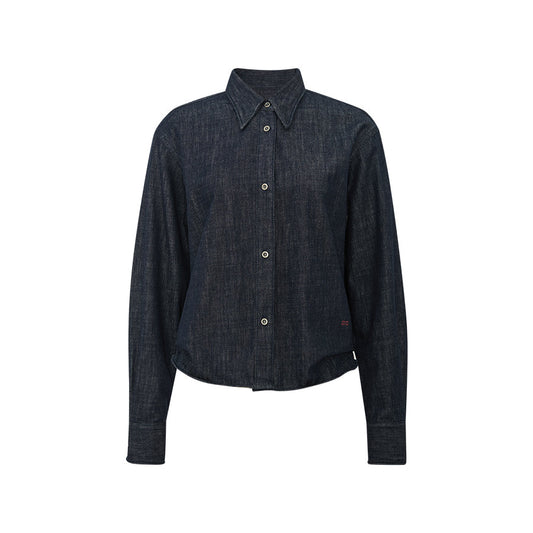 ZZ2FANCW048 Twisted Denim Shirt Deep Navy