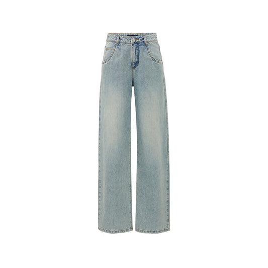 Light-Wash Straight Jeans - white background hover image