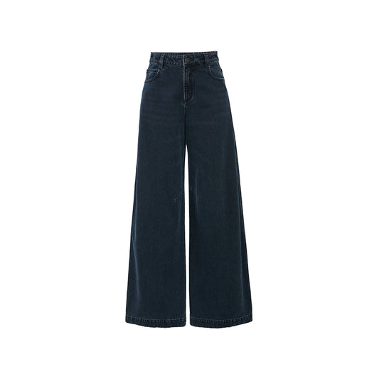 Vintage Wide-Leg Denim Jeans in Smoky Blue Grey, product view
