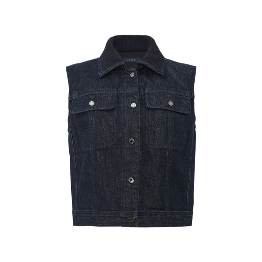 Deep Navy Denim Vest - Deep Navy