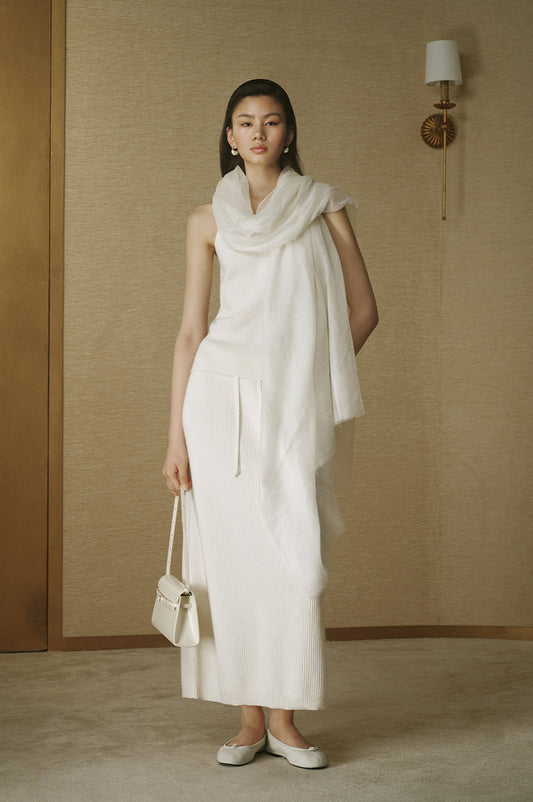 Ultralight Cashmere Shawl - Soft Jade White