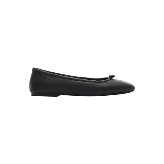 Leather Ballet Flats - Ink Black - white background