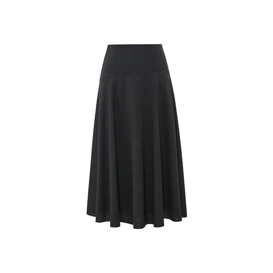 Summer Wool Flare Skirt - Night Grey