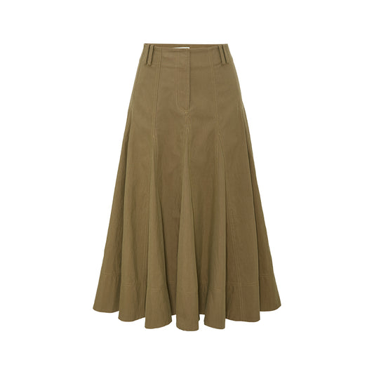 Sculpted A-Line Full Skirt in Drift Khaki, product view