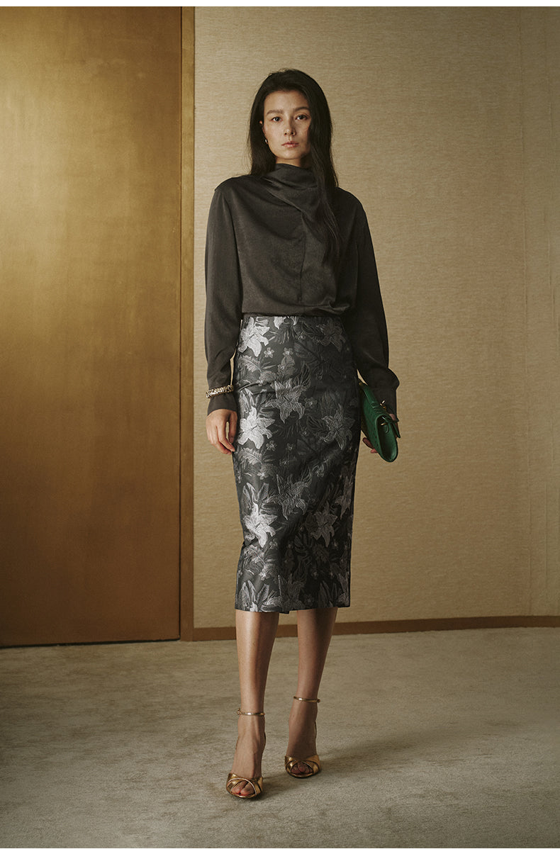 Printed Wind Chime Skirt - Dusk Gold