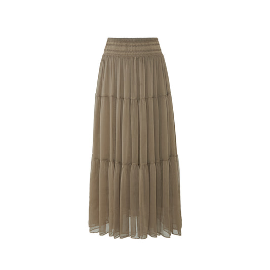 Tiered Panel Midi Skirt in Silky Taupe, product view