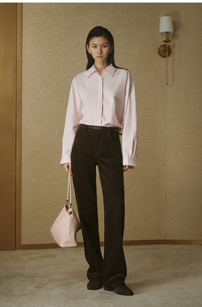 Silver-Button Cotton Shirt