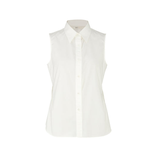 Sleeveless Shirt Collar Top