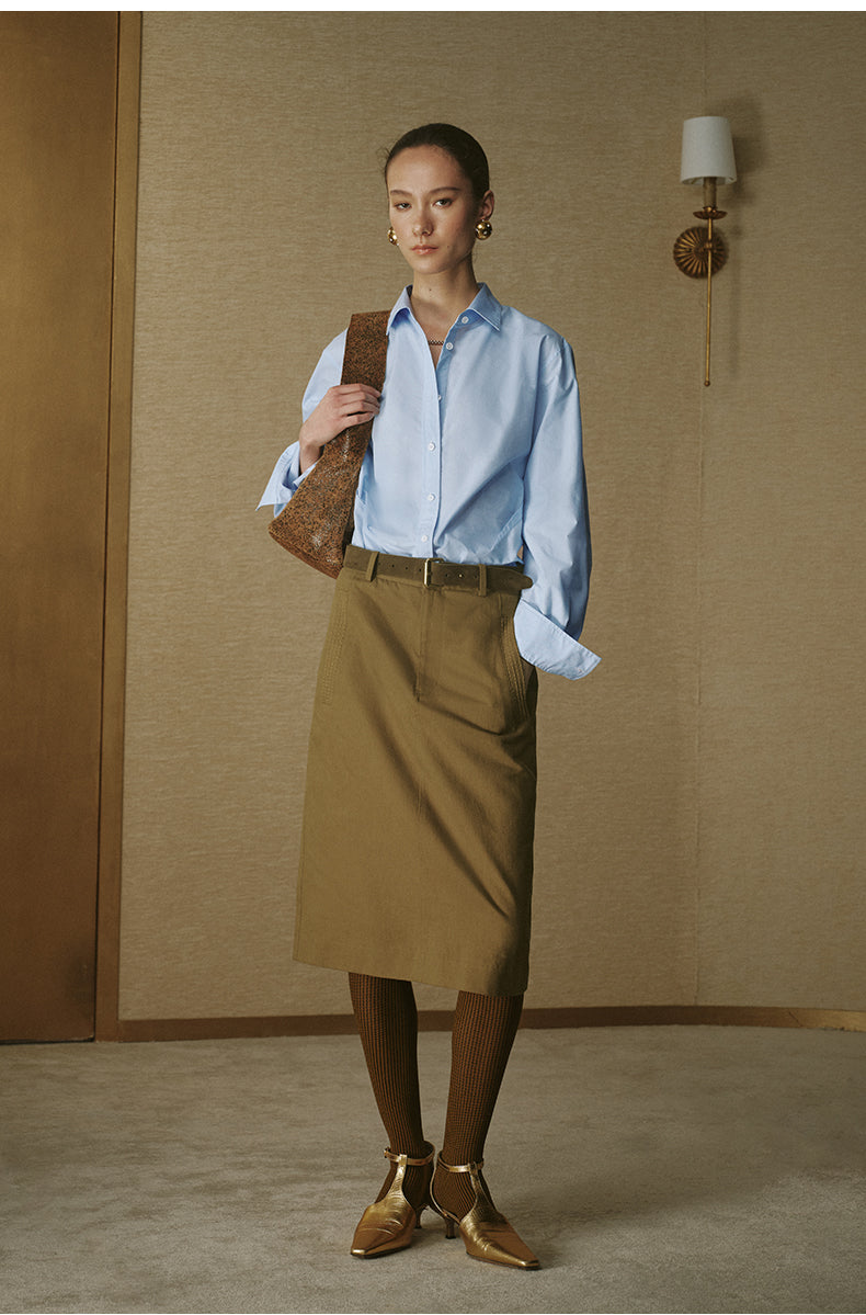 Tailored Waist Shirt - Sky Blue
