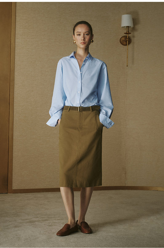 Tailored Waist Shirt - Sky Blue