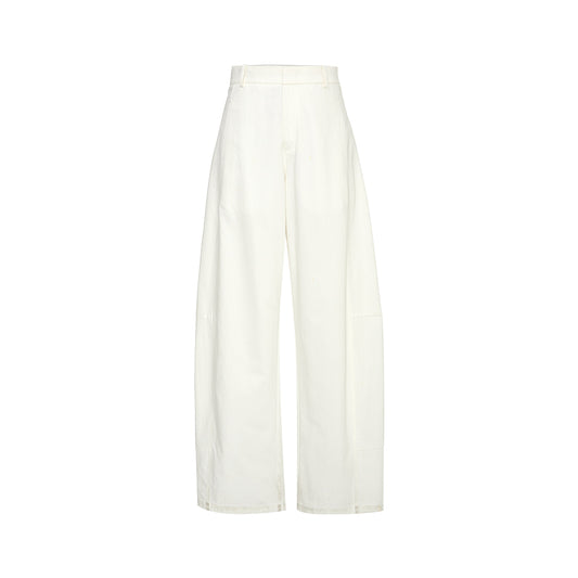 Denim-Look Curved Trousers