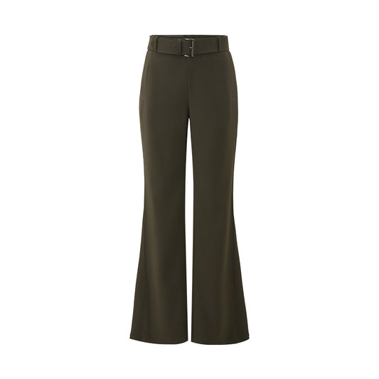 Belted Acetate Flare Trousers - white background hover image