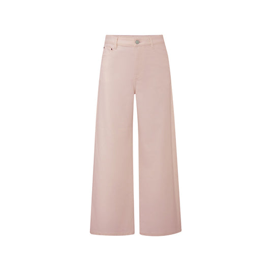 Cotton Twill Straight Trousers - Berry Pink - white background