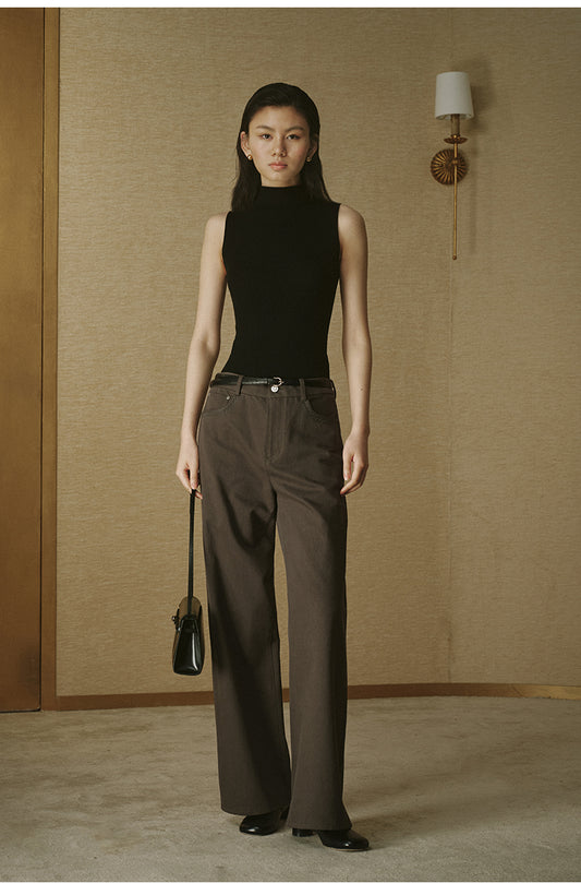 ZZ2FAWKW052 Cotton Twill Straight Trousers Pine Grey Green