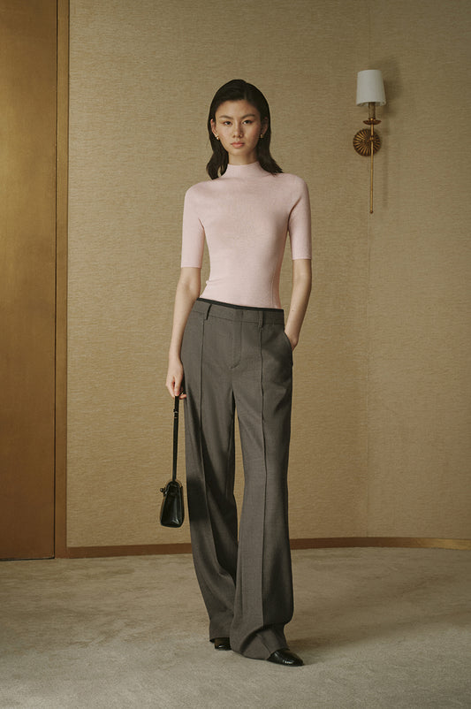 High-Waisted Tailored Trousers - Night Grey