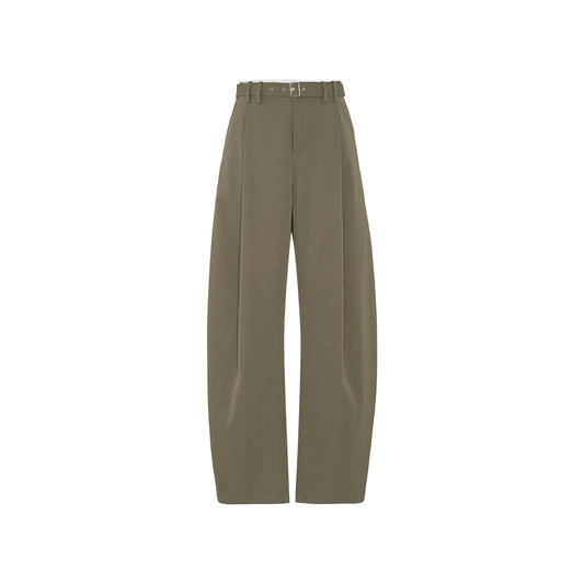 Pleated Cotton Wide Trousers