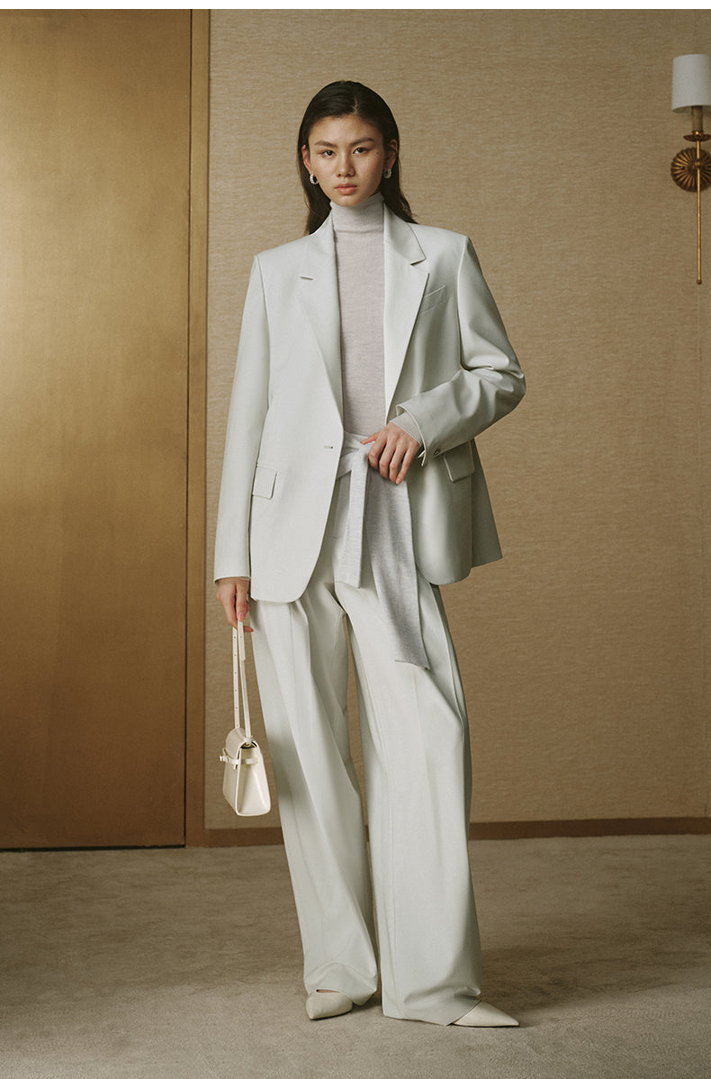 Light Green Summer Wool Trousers - Light Green