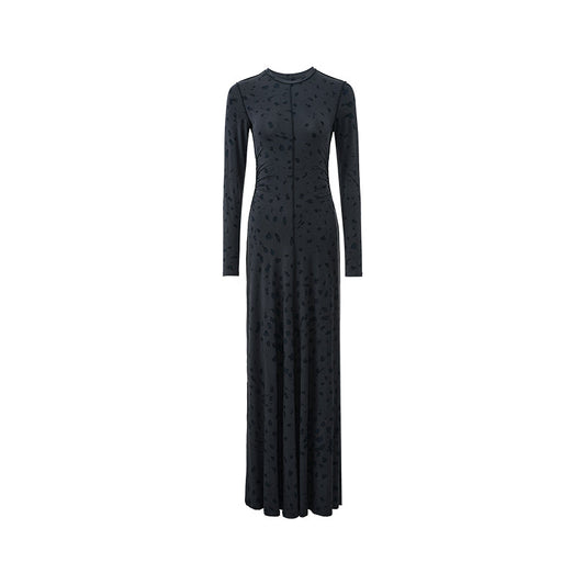 Leopard Print Lyocell Dress - Grey Black Leopard