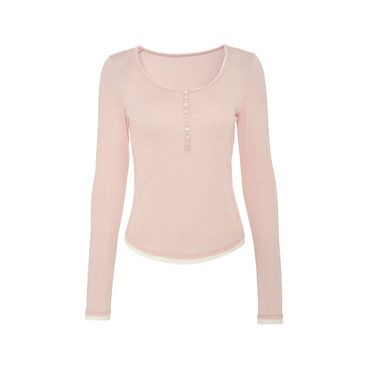 Henley Scoop Neck Tee