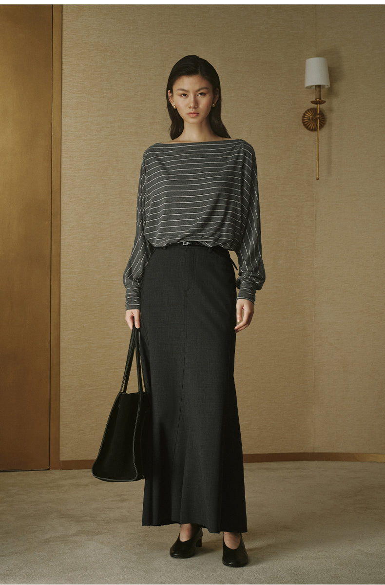 Striped Tencel Wool Relaxed Tee