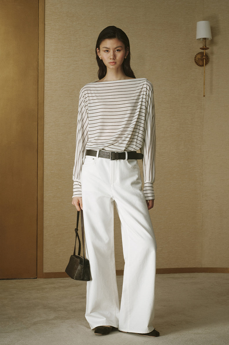 Striped Tencel Wool Relaxed Tee