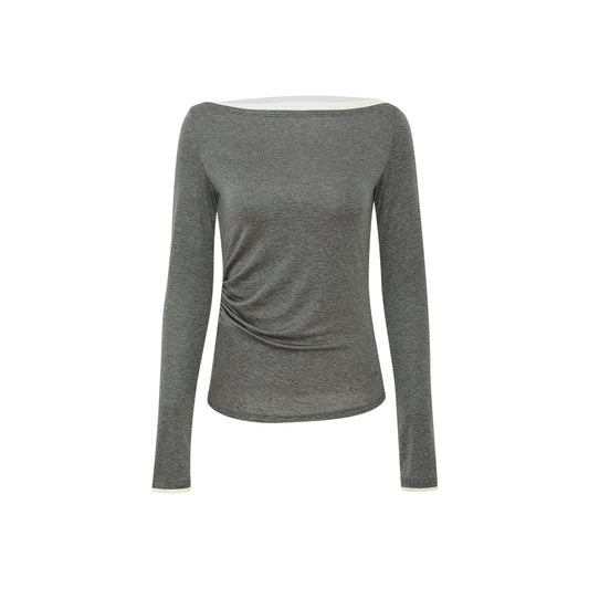 Contrast Boatneck Long Sleeve