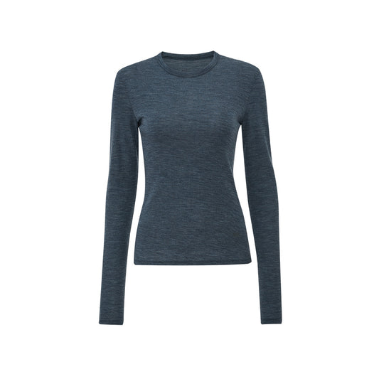 Essential Wool Long-Sleeve Tee - white background hover image