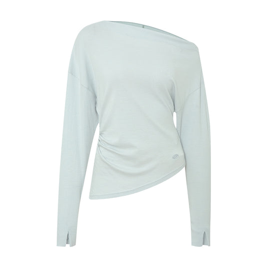 Relaxed Asymmetric Wool Tee - white background hover image