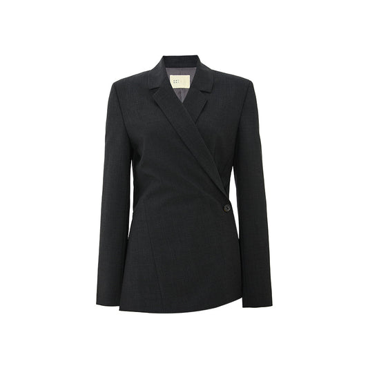 Summer Wool Drawstring Blazer - Night Grey
