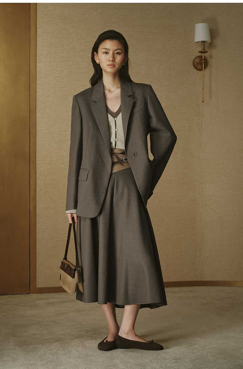 Summer Wool Single-Breasted Blazer