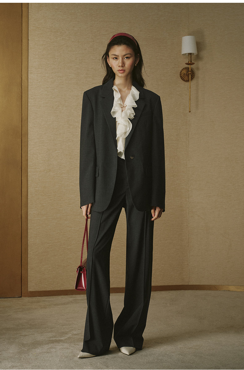 Summer Wool Single-Breasted Blazer