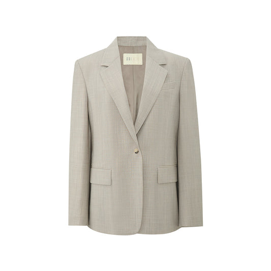 Summer Wool Single-Breasted Blazer - Oat Beige