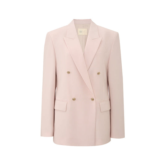 Double-Breasted Peak-Lapel Blazer - Mist Pink