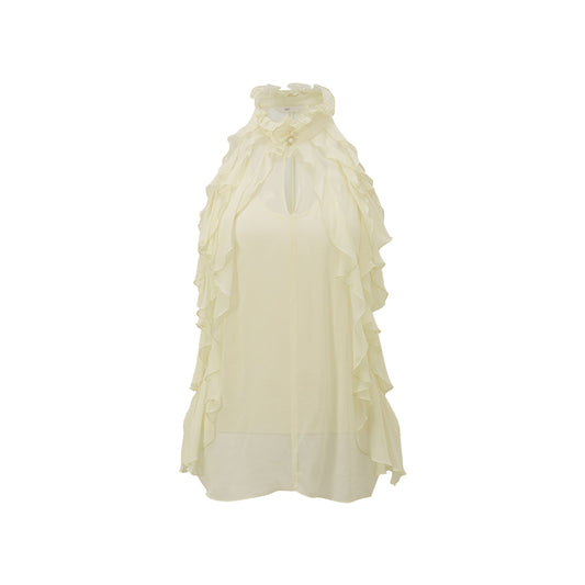 Ruffle Halter Sleeveless Blouse