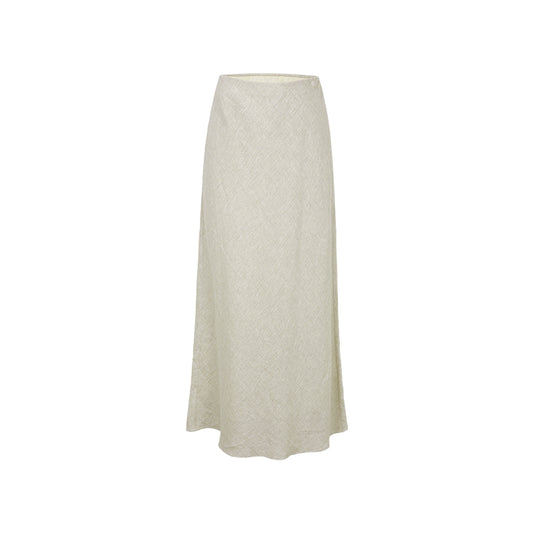 Metallic Linen Bias-Cut Skirt in Luminous Silver, product view