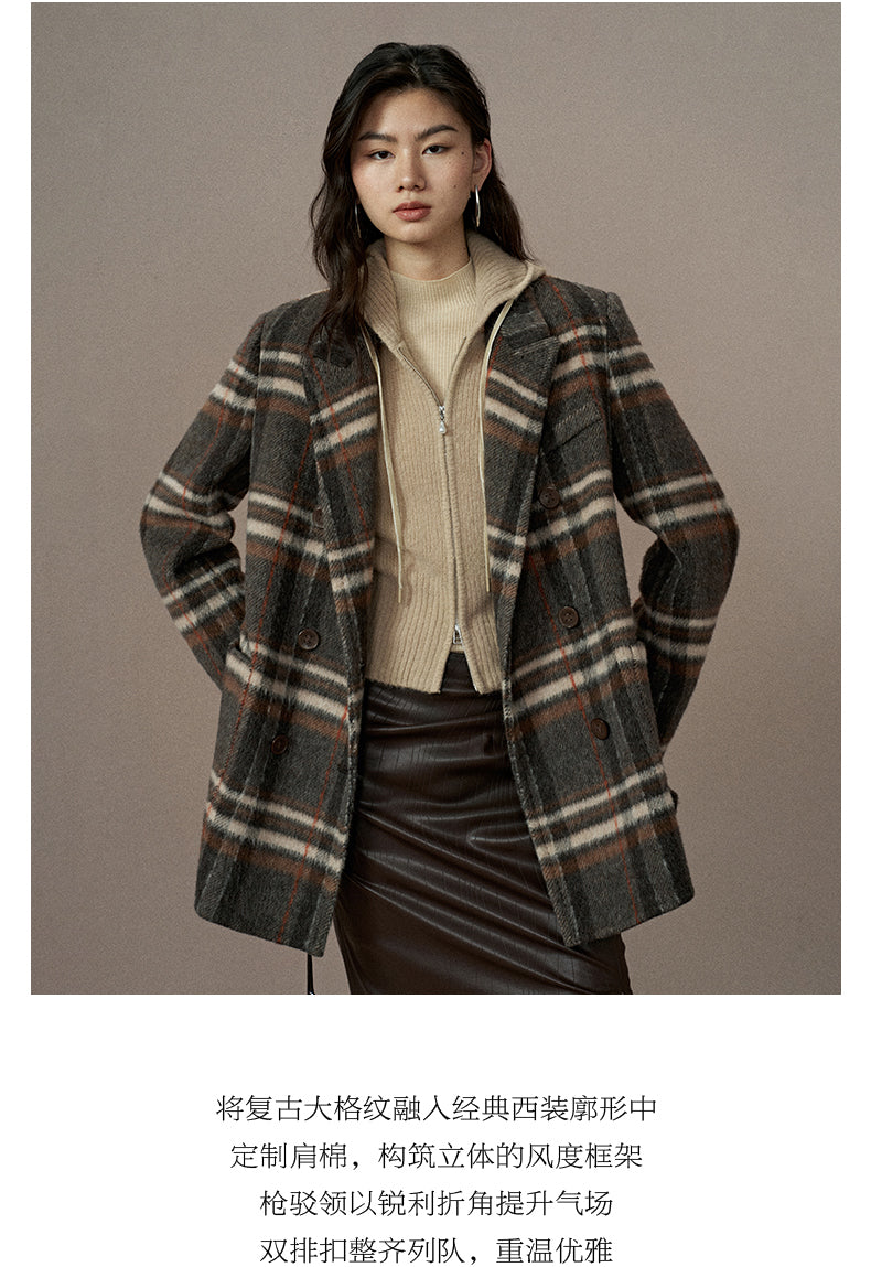 ZZ2EWWWQ147 Checked Double-Face Wool Blazer