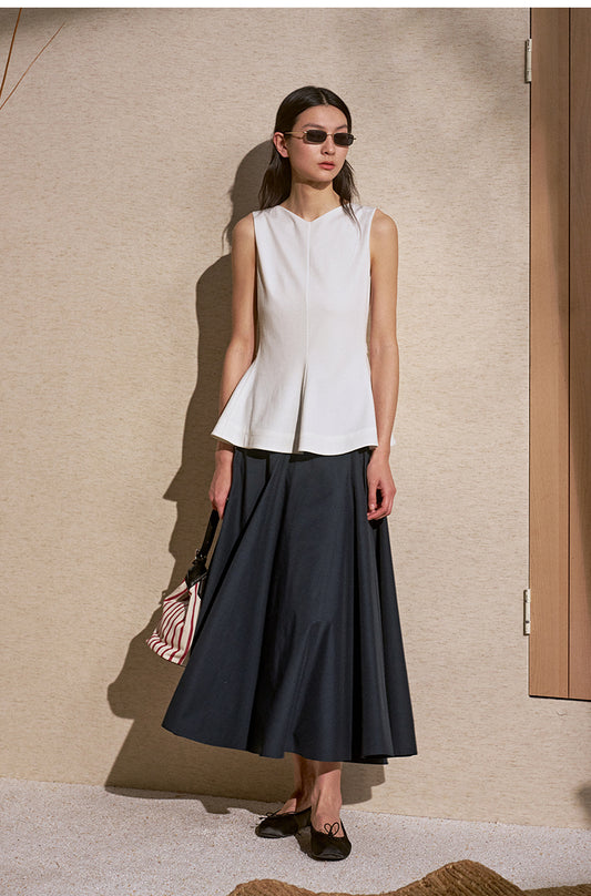 Flared Sleeveless Acetate Shirt