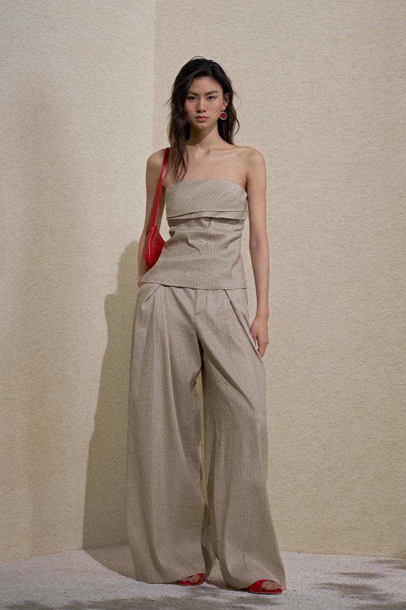 ZZ2FMWDY013 Printed Linen Bandeau Top