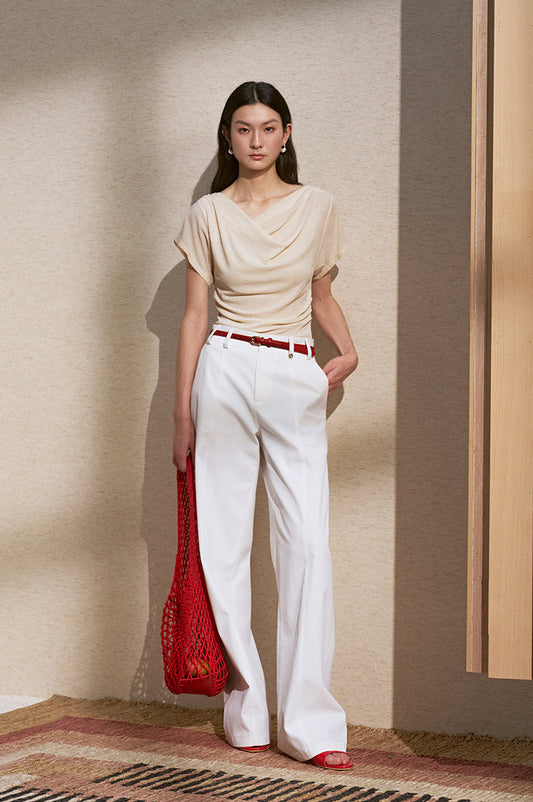 Seamed Wide Trousers in Moonlight White