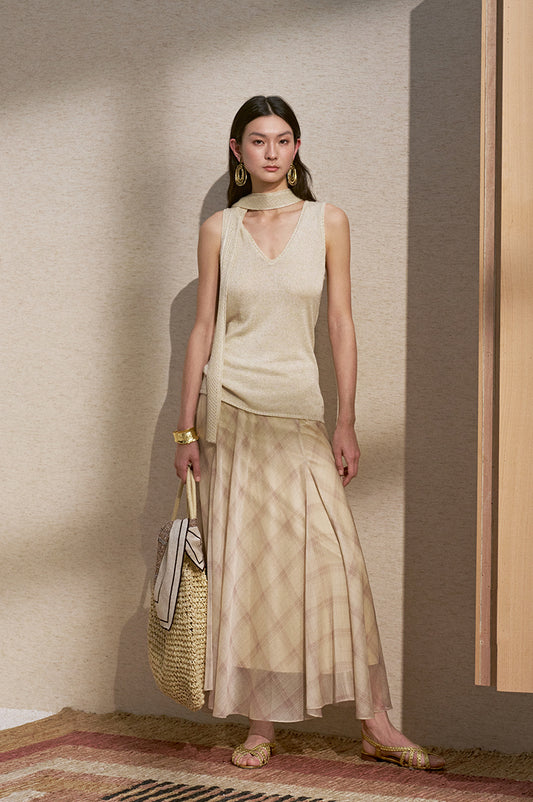 Crinkle Print Midi Skirt in Tailored Summer Midi Skirt