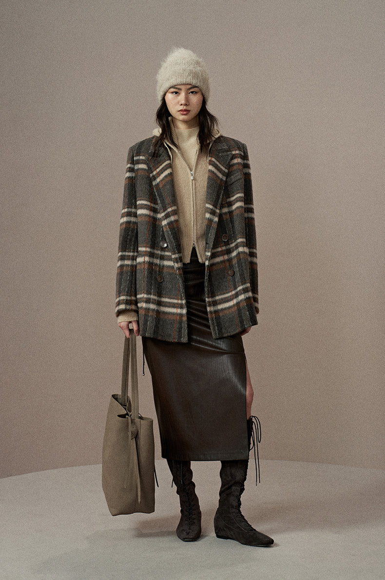 Checked Double-Face Wool Blazer in Checked Double-Face Wool Blazer