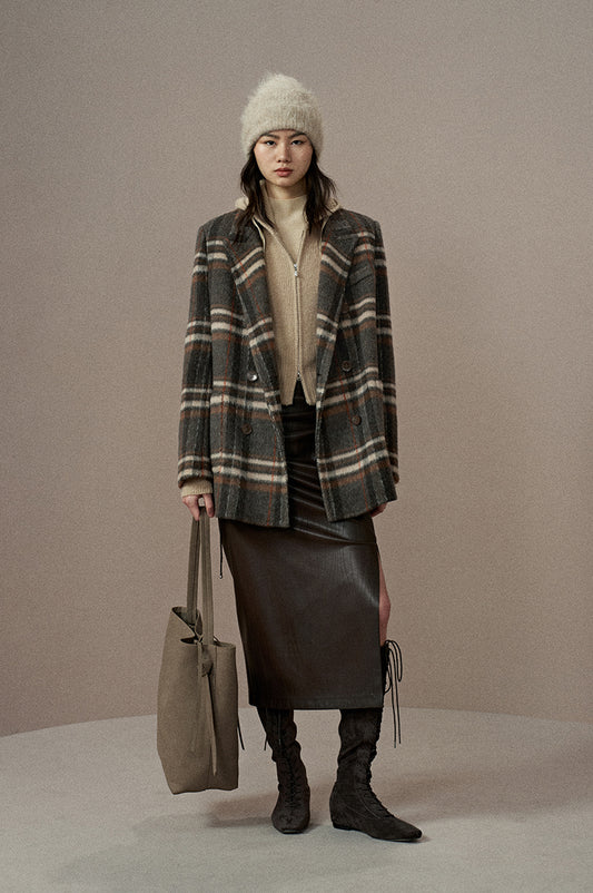 Checked Double-Face Wool Blazer in Checked Double-Face Wool Blazer