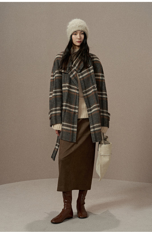 Checked Double-Face Wool Coat in Checked Double-Face Wool Coat