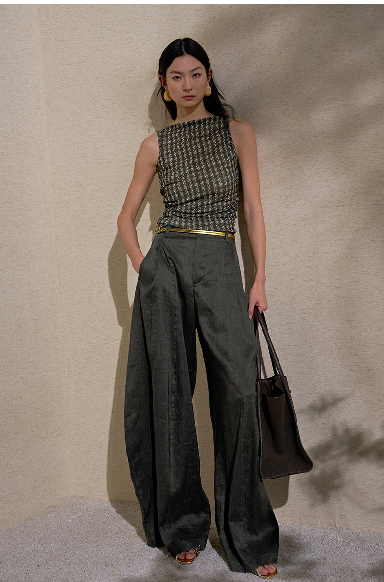 ZHIZHI Straight Neck Moth Yarn Sleeveless Vest