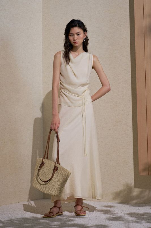 Draped Cupro A-Line Skirt in Draped Cupro A-Line Skirt