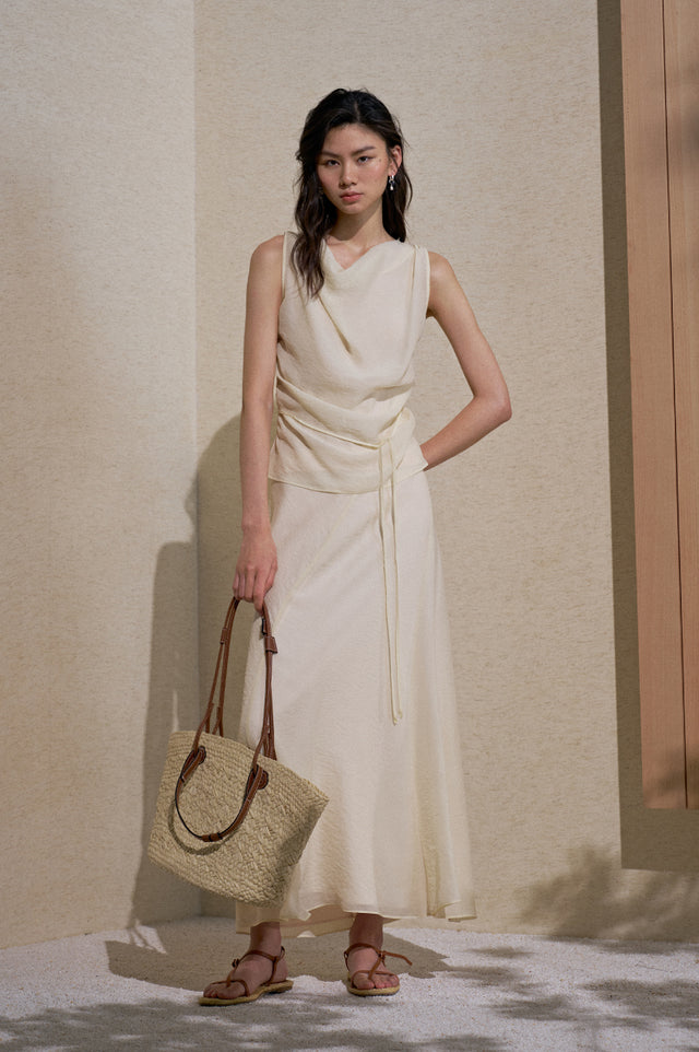 Draped Cupro Tie Top