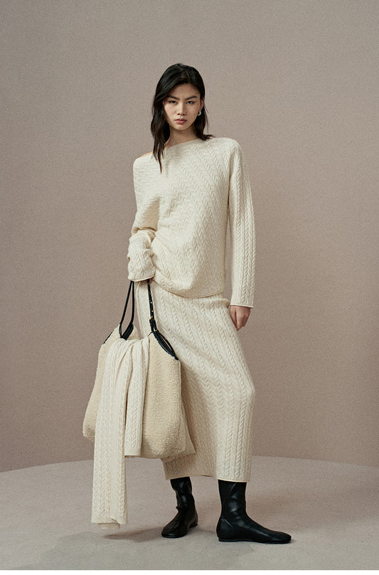 Cable Cashmere Wool Sweater in Cable Cashmere Wool Sweater