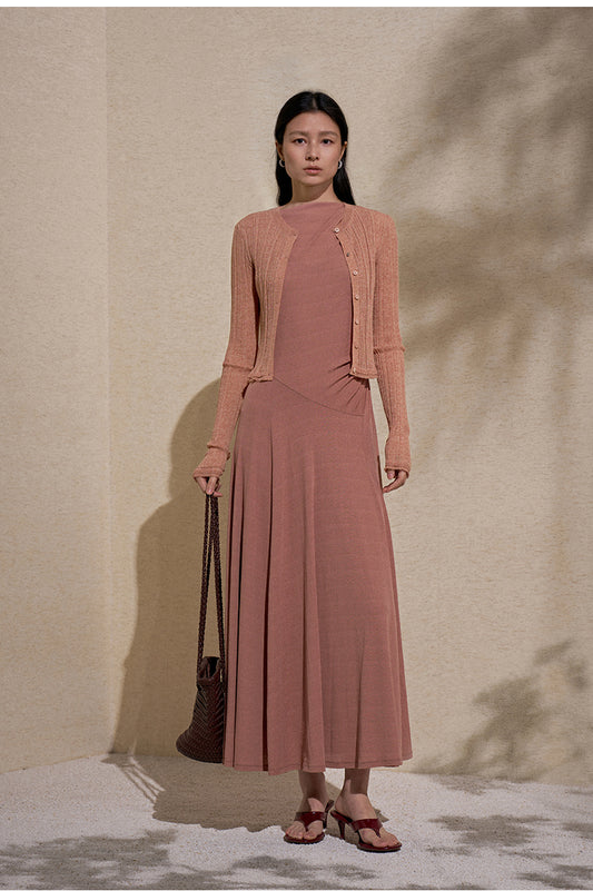Cinched Moth Yarn Dress in Raspberry Pink