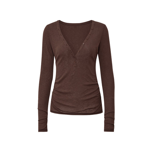Low-Neck Long Sleeve Tee flat view